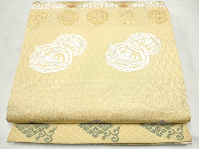 平和屋着物●全通柄袋帯　唐織　向かい鳳凰花文　正絹　逸品　CABN2546hy