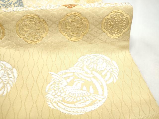 平和屋着物●全通柄袋帯　唐織　向かい鳳凰花文　正絹　逸品　CABN2546hy