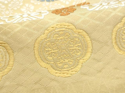 平和屋着物●全通柄袋帯　唐織　向かい鳳凰花文　正絹　逸品　CABN2546hy