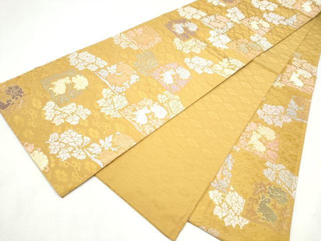 平和屋着物●六通柄袋帯　唐織　花兎　金糸　正絹　逸品　CABN2552hy