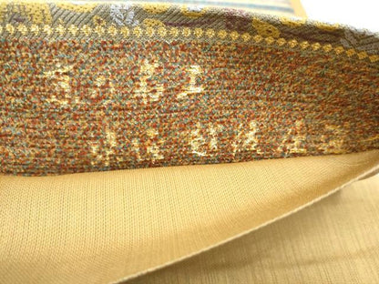 平和屋着物●京の名工　染匠　越後屋通博　六通柄袋帯　横段動物花文　金糸　正絹　逸品　CABN2555hy
