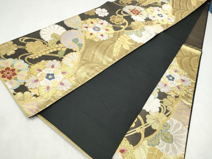 平和屋着物●六通柄袋帯　唐織　優彩袖　金銀糸　正絹　逸品　CABN2562hy