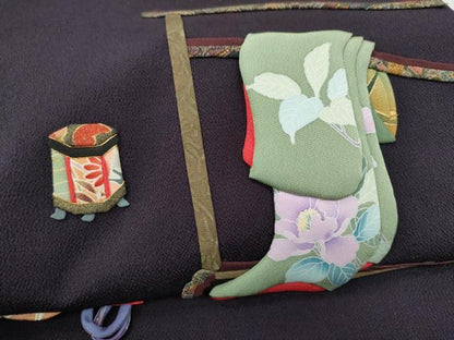 平和屋着物●太鼓柄袋帯　押絵　華浮遊　誰が袖文　鬼しぼ縮緬　共箱付き　正絹　逸品　CABN2606hy
