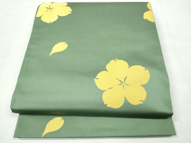 平和屋着物●世界的人形師　辻村寿三郎　ジュサブロー　六通柄袋帯　舞桜文　共箱付き　正絹　逸品　CABN2607hy
