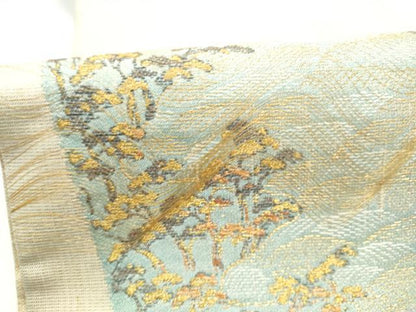 平和屋着物●名門　しょうざん　生紬　紙屋川伝承　絹漉貴　太鼓柄袋帯　色紙重ね草花文　金糸　正絹　逸品　CABN2659hy