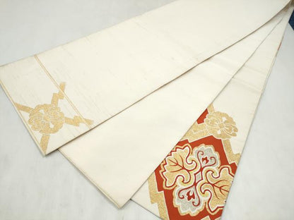 平和屋着物●爪搔き本綴れ　太鼓柄袋帯　松皮菱花文　金銀糸　正絹　逸品　CABN2663hy