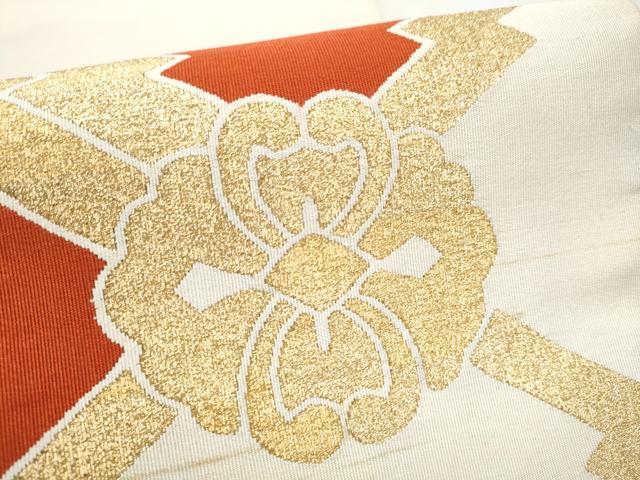 平和屋着物●爪搔き本綴れ　太鼓柄袋帯　松皮菱花文　金銀糸　正絹　逸品　CABN2663hy