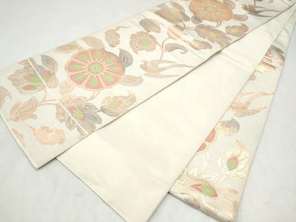 平和屋着物●桝屋高尾　六通柄　本袋帯　花鳥唐草文　金糸　正絹　逸品　CABN2667hy
