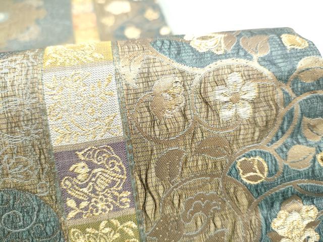 平和屋着物●六通柄袋帯　櫛織　鳳凰花唐草文　金糸　正絹　逸品　CABN2670hy