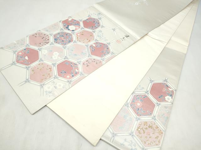 平和屋着物●六通柄袋帯　作家物　亀甲花唐草文　正絹　逸品　CABN2675hy
