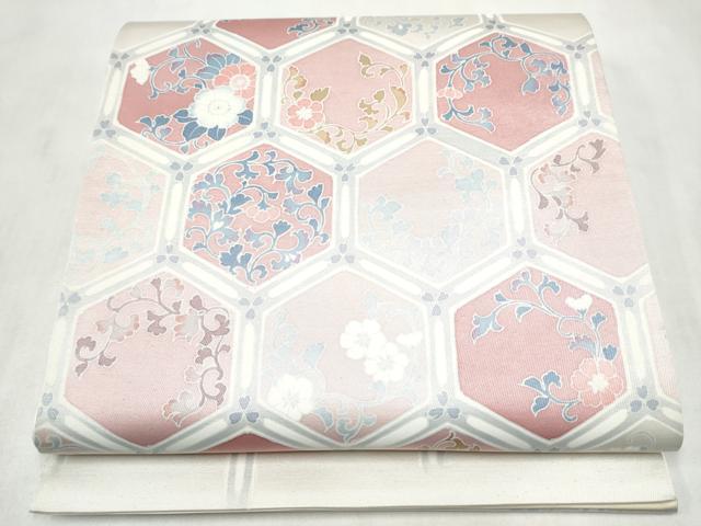 平和屋着物●六通柄袋帯　作家物　亀甲花唐草文　正絹　逸品　CABN2675hy