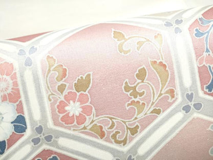 平和屋着物●六通柄袋帯　作家物　亀甲花唐草文　正絹　逸品　CABN2675hy