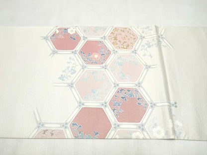 平和屋着物●六通柄袋帯　作家物　亀甲花唐草文　正絹　逸品　CABN2675hy