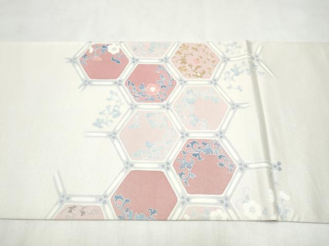平和屋着物●六通柄袋帯　作家物　亀甲花唐草文　正絹　逸品　CABN2675hy