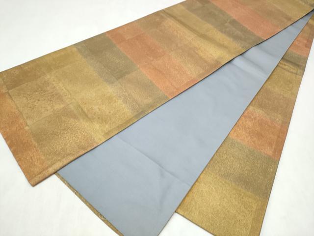 平和屋着物●全通柄袋帯　霞文　銀糸　正絹　逸品　CABN2680hy