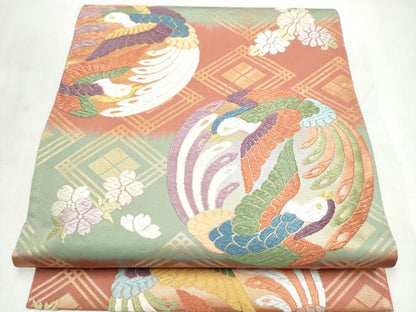 平和屋着物●西陣最高峰・北尾織物匠　六通柄袋帯　唐織　能装双美鳳文　金糸　正絹　逸品　CABN2682hy