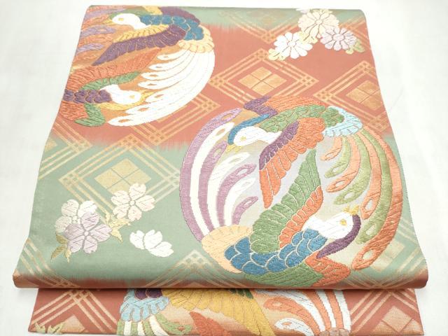 平和屋着物●西陣最高峰・北尾織物匠　六通柄袋帯　唐織　能装双美鳳文　金糸　正絹　逸品　CABN2682hy