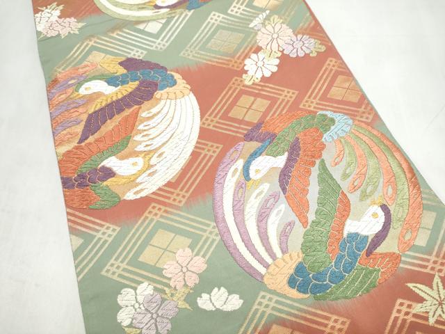 平和屋着物●西陣最高峰・北尾織物匠　六通柄袋帯　唐織　能装双美鳳文　金糸　正絹　逸品　CABN2682hy