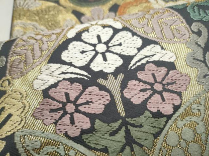 平和屋着物●六通柄袋帯　唐織　作家物　花丸文　金糸　正絹　逸品　CABN2684hy