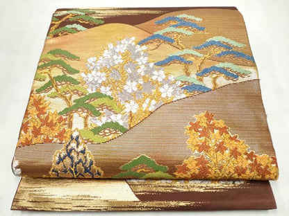 平和屋着物●龍村美術織物　たつむら　六通柄　本袋帯　松桜彩映錦　金銀糸　三越扱い　正絹　逸品　CABN2691hy