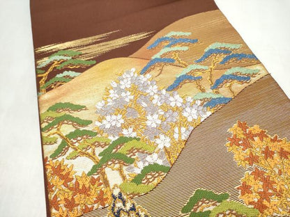 平和屋着物●龍村美術織物　たつむら　六通柄　本袋帯　松桜彩映錦　金銀糸　三越扱い　正絹　逸品　CABN2691hy