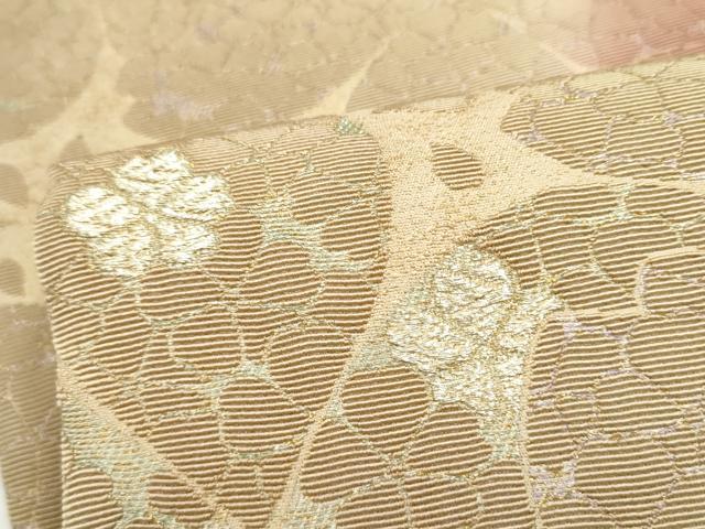 平和屋着物●六通柄袋帯　輪奈織　舞桜文　正絹　逸品　未使用　CABN2697hy