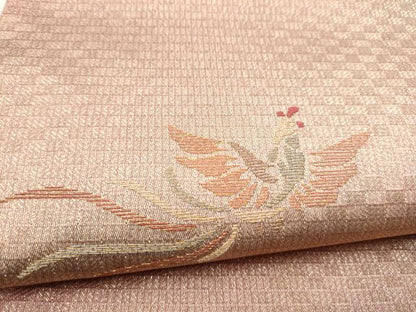 平和屋着物●太鼓柄袋帯　鳳凰花文　金銀糸　正絹　逸品　CABN2706hy