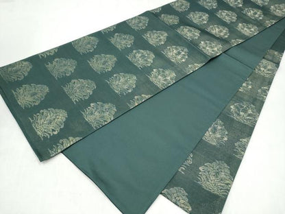 平和屋着物●澤屋重兵衛　六通柄袋帯　草花文　金糸　正絹　逸品　CABN2709hy