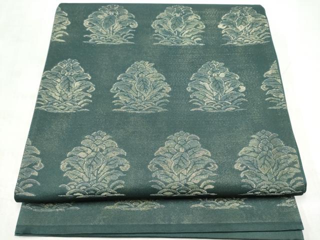 平和屋着物●澤屋重兵衛　六通柄袋帯　草花文　金糸　正絹　逸品　CABN2709hy