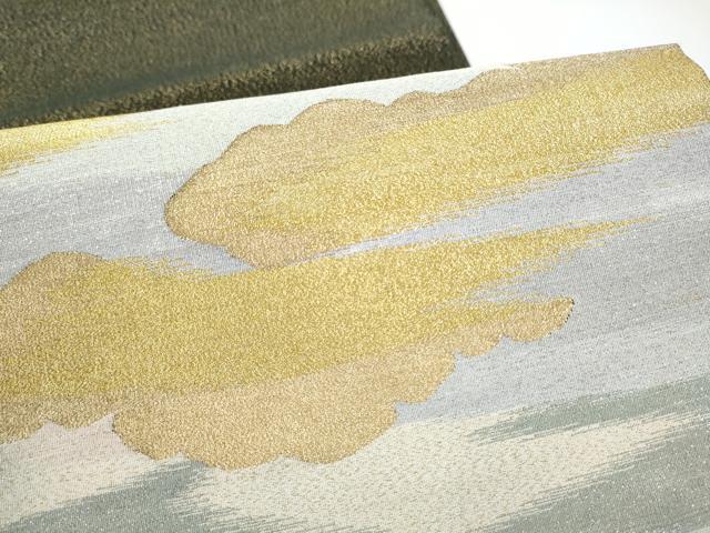 平和屋着物●爪搔き本綴れ　太鼓柄袋帯　雲重ね文　金銀糸　反端付き　上代28万　正絹　逸品　CABN2729hy