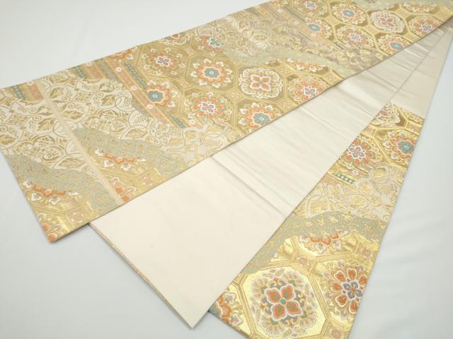 平和屋着物●西陣　服部織物謹製　六通柄袋帯　唐織　蜀江正倉院花文　金糸　正絹　逸品　CABN2734hy