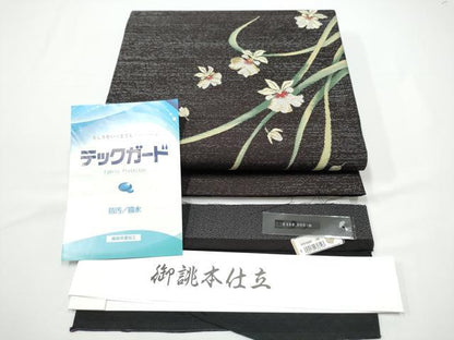平和屋着物●太鼓柄袋帯　草花文　金糸　反端付き　上代48万　正絹　逸品　CABN2736hy
