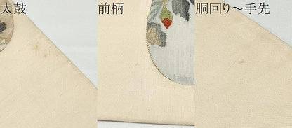 平和屋着物●太鼓柄袋帯　すくい織　草花丸文　金糸　正絹　逸品　CABN2746hy