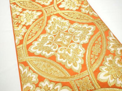 平和屋着物●西陣　川島織物　六通柄　本袋帯　七宝花文　金糸　正絹　逸品　CABN2754hy