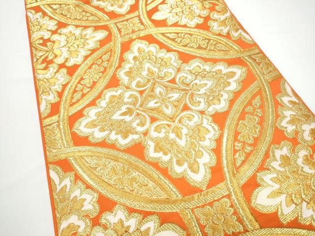 平和屋着物●西陣　川島織物　六通柄　本袋帯　七宝花文　金糸　正絹　逸品　CABN2754hy