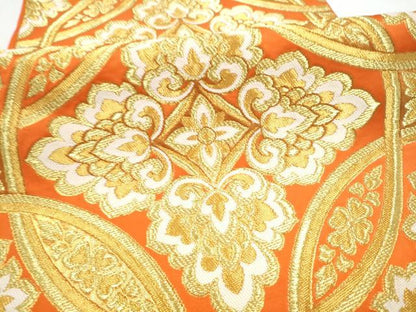 平和屋着物●西陣　川島織物　六通柄　本袋帯　七宝花文　金糸　正絹　逸品　CABN2754hy
