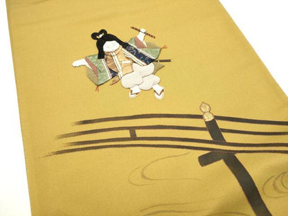 平和屋着物●太鼓柄袋帯　パッチワーク　万葉集　金糸　正絹　逸品　CABN2761hy