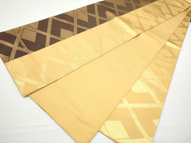 平和屋着物●織物一筋名門　織悦　全通柄　本袋帯　菱繋ぎ　金糸　正絹　逸品　CABN2767hy
