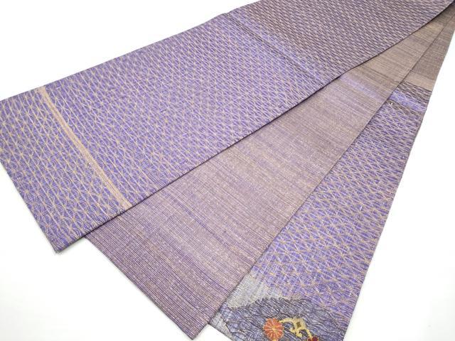 平和屋着物●太鼓柄袋帯　すくい織　草花文　金糸　正絹　逸品　CABN2769hy