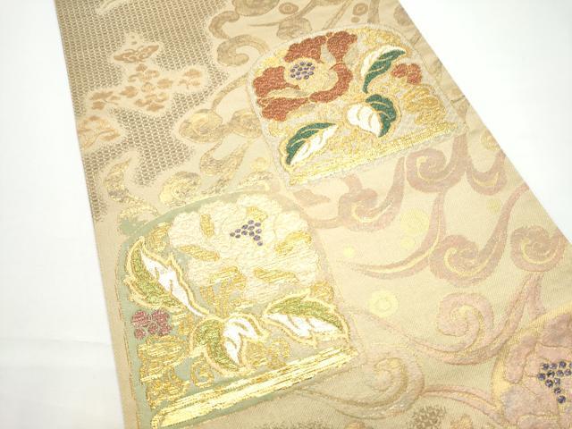 平和屋着物●六通柄袋帯　織司　錦繍　草花文　金銀糸　正絹　逸品　CABN2771hy