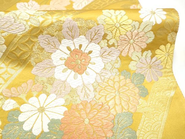平和屋着物●六通柄袋帯　唐織　草花文　金糸　正絹　逸品　CABN2772hy