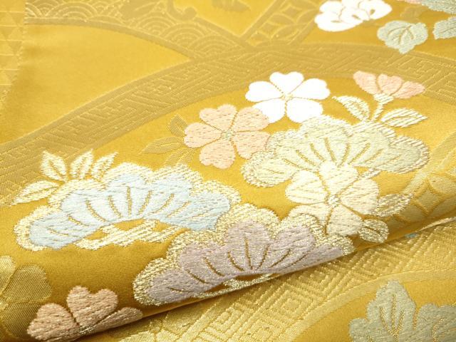 平和屋着物●六通柄袋帯　唐織　草花文　金糸　正絹　逸品　CABN2772hy