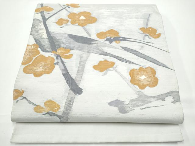 平和屋着物●太鼓柄袋帯　すくい織　枝梅文　正絹　逸品　CABN2777hy