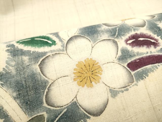 平和屋着物●九寸名古屋帯　紬地　枝花文　正絹　逸品　CABN2781hy