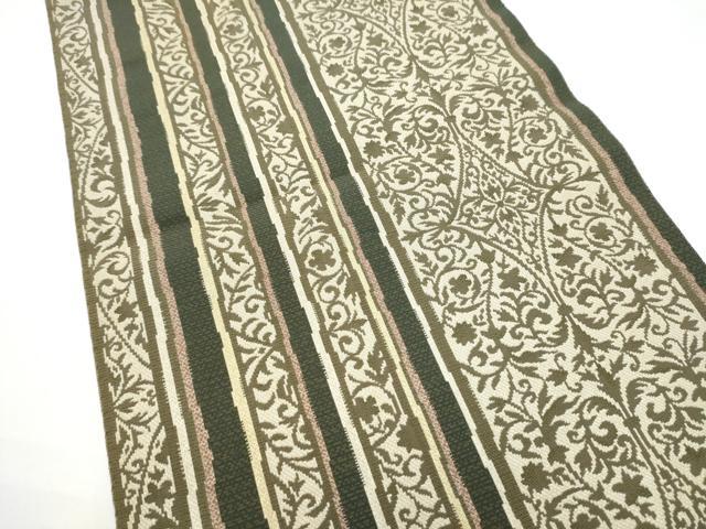 平和屋着物●本場筑前博多織　八寸名古屋帯　花唐草文　正絹　逸品　CABN2782hy