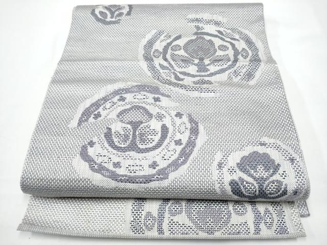 平和屋着物●八寸名古屋帯　絵皿花文　正絹　逸品　CABN2787hy