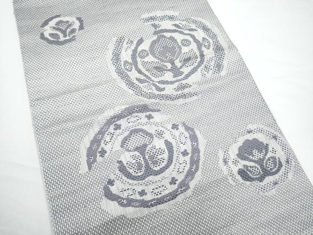 平和屋着物●八寸名古屋帯　絵皿花文　正絹　逸品　CABN2787hy