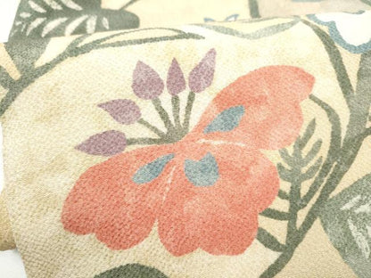 平和屋着物●全通柄　九寸名古屋帯　花唐草文　鬼しぼ縮緬　正絹　逸品　CABN2794hy