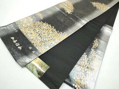平和屋着物●玉虫金彩 加藤信和 西陣 京藝謹製 六通柄袋帯 螺旋 舞花文  金彩 共箱・証紙付き 正絹 逸品 未使用 CABN2796hy