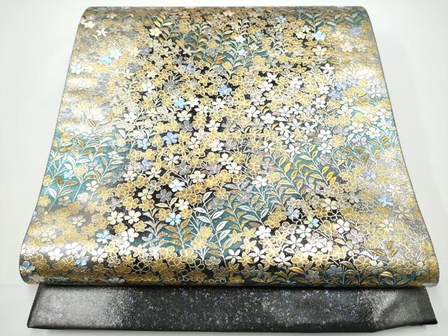 平和屋着物●玉虫金彩 加藤信和 西陣 京藝謹製 六通柄袋帯 螺旋 舞花文  金彩 共箱・証紙付き 正絹 逸品 未使用 CABN2796hy